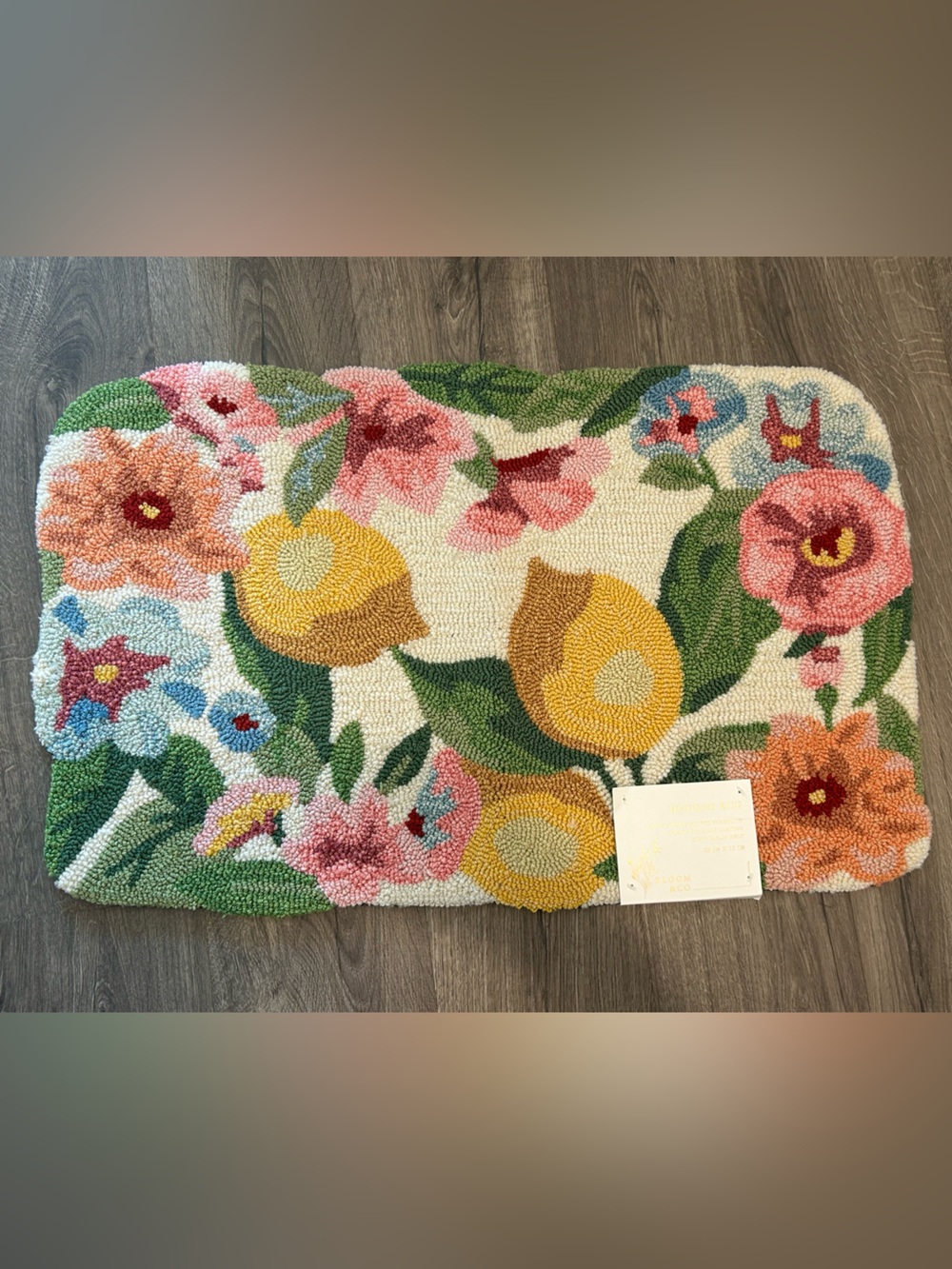 Bloom & Co Floral Hooked Rug 20x32 Cottagecore Botanical Multicolor NWT FLORAL